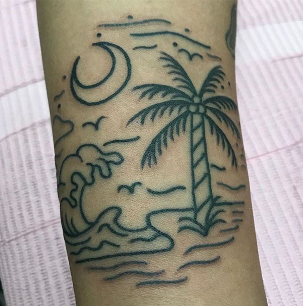 Tattoo uploaded by Jade Macias  Literal palm sized palm tree Ive done  blackandgray palmtree realism realistic blackandgreyrealism  Tattoodo